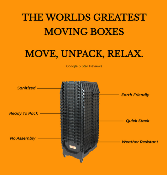 Plastic moving boxes stack